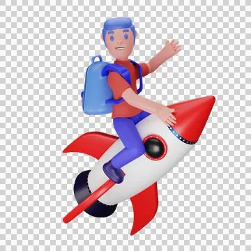 A character riding a rocket Stock Illustration