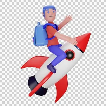 A character riding a rocket Stock Illustration