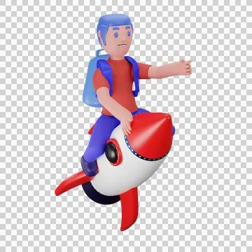 A character riding a rocket Stock Illustration