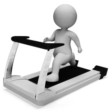 Character Running Represents Get Fit And Exercise 3d Rendering Stock Illustration