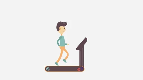 The character runs on a treadmill Stock-Footage 119121809