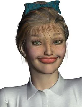 Character sally: expression big smile Stock Illustration