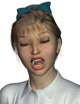 Character sally: expression yawning Stock Illustration