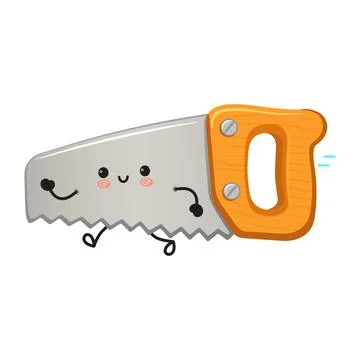 Character saw running with happy expression Illustration