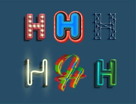 A character set of 6 different styled font, vector Stock Illustration