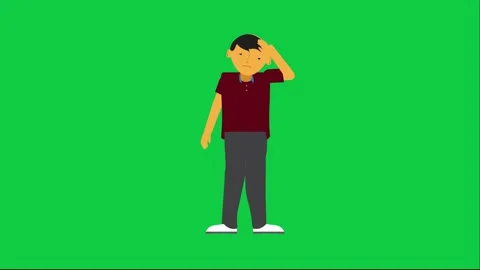 Character showing frustration or confusion with hand on head animation Stock Footage 309771775