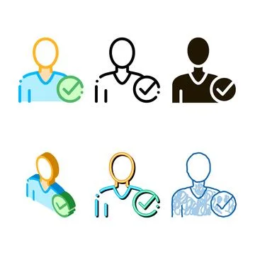 Character silhouette concepts man approved mark vector icon Stock Illustration