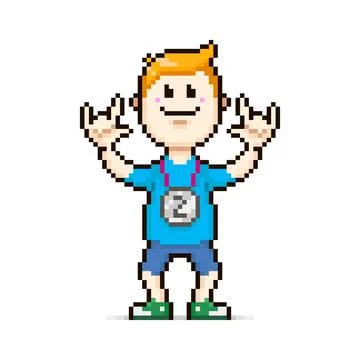 Character with silver medal of second place	 Stock Illustration
