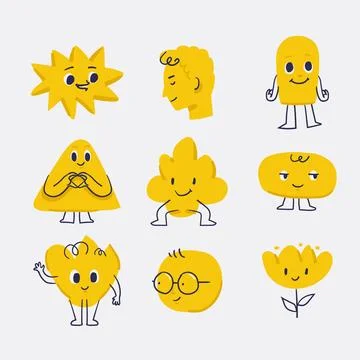 Character sketches doodle design element set Stock Illustration