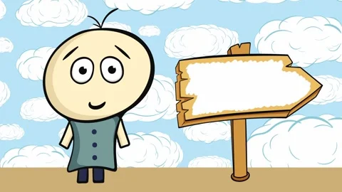 Character on sky and empty sign Stock Footage 98935395