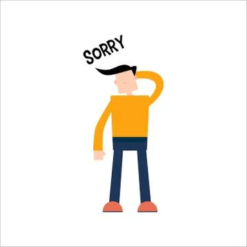 Character Sorry Flat design Illustration Vector Illustrazione stock