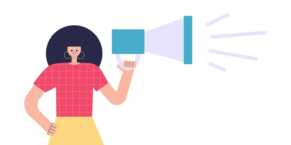 Character speaks into a megaphone Stock Illustration