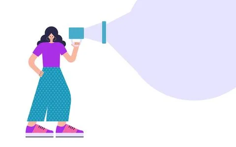 Character speaks into a megaphone Stock Illustration