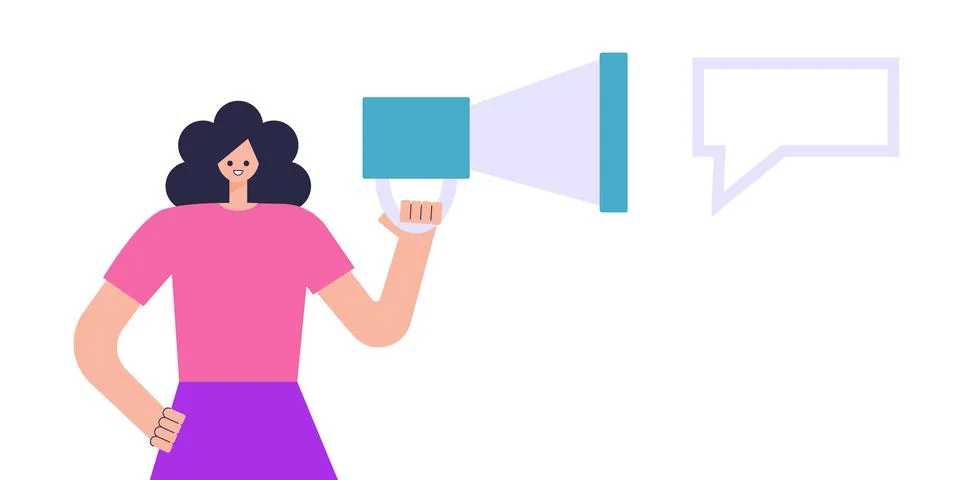 Character speaks into a megaphone Stock Illustration
