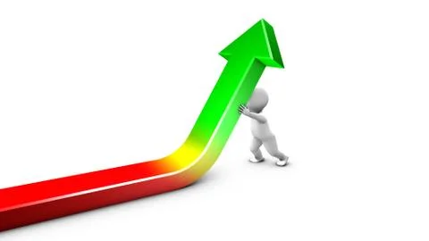 A character straightens up the curve Stock Illustration