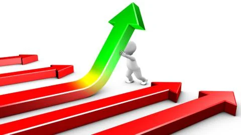 A character straightens up the curve Stock Illustration