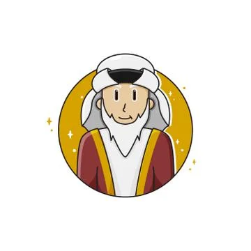 Character sultan rich isolated in circle Stock Illustration