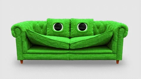 Character Talking Sofa Colored  Looped Alpha Channel Stock Footage 232141223
