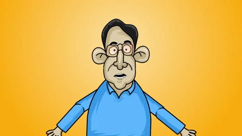 Character Talking On Yellow Background Video stock 227483911