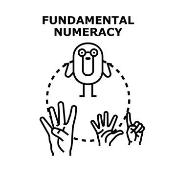 Character teaching fundamental numeracy counting using fingers Stock Illustration