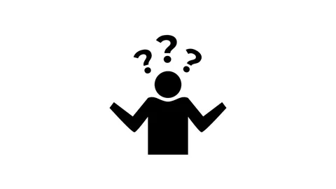 Character thinking black icon animation with question marks above head. Stock Footage 327933267