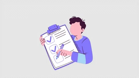 Character Tick Checklist Animation HD On Alpha Stock Footage 295907969