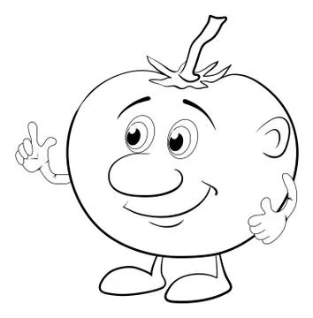 Character tomato, outline Stock Illustration