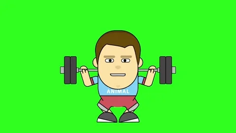Character in training. 2D animation in flat style with green screen. Animation Stock Footage 95751577