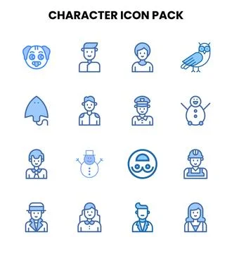 Character Two Colour Icons Pack Stock Illustration