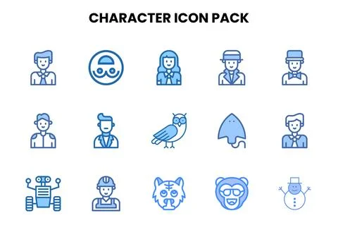 Character Two Colour UI Icons Pack Illustrazione stock