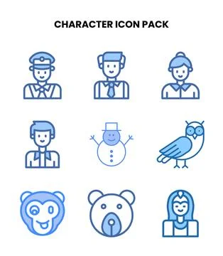 Character Two Colour UI Icons Pack Stock Illustration