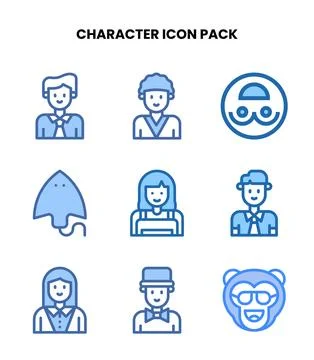Character Two Colour UI Icons Pack Stock Illustration