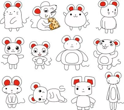 Character of various white rat Stock Illustration