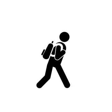 Character walking with backpack icon Stock Illustration