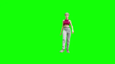 A character walking on a green background. a 3d female character walking Video stock 294094954