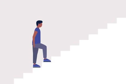 Character walking up the stairs Stock Illustration