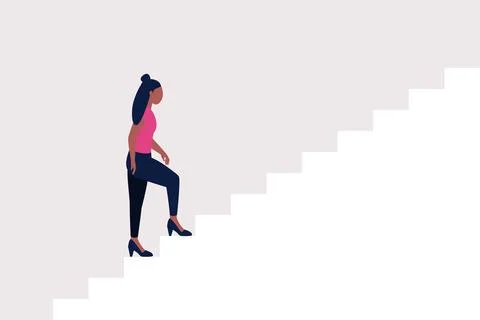 Character walking up the stairs Stock Illustration