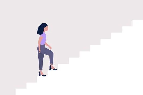 Character walking up the stairs Stock Illustration