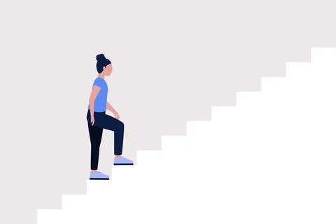 Character walking up the stairs Stock Illustration
