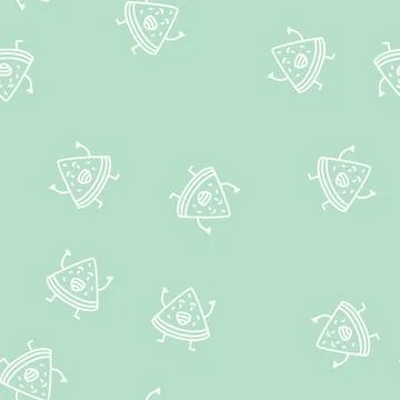 Character watermelon line seamless pattern Stock Illustration