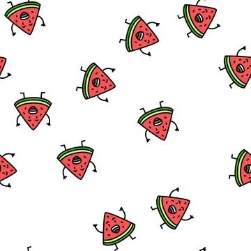 Character watermelon vector seamless pattern Stock Illustration