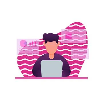 Character working on computer Stock Illustration