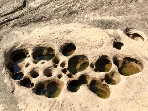 Characteristic hole stone texture Foto stock