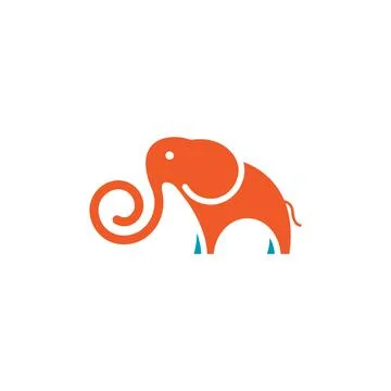 Characterized elephant drawing with coiled hose. Vector Stock Illustration