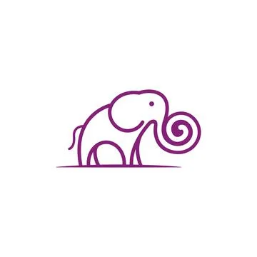 Characterized elephant drawing with coiled hose. Vector Stock Illustration
