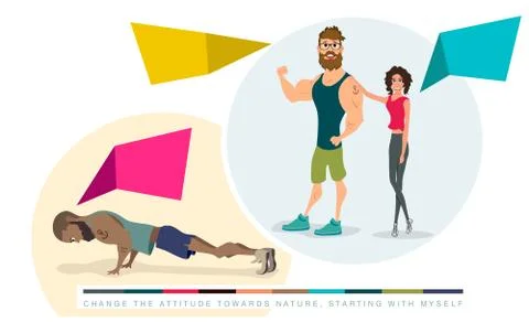 Characters are athletes Stock Illustration