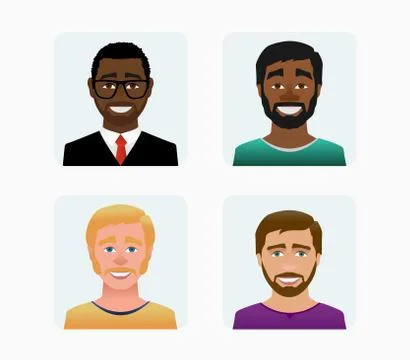 Characters avatars profile in flat cartoon style color illustration Stock Illustration