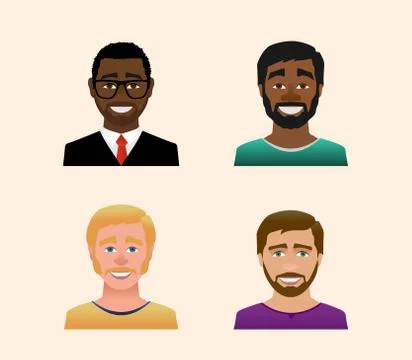 Characters avatars profile in flat cartoon style color illustration Stock Illustration