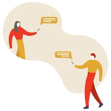 Characters design. People use mobile smartphone, tablet and laptop for chatting Illustrazione stock
