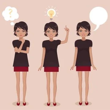 Characters girls with speech bubbles Stock Illustration